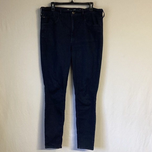Eddie Bauer Slightly Curvy - High Rise Women's Dark Blue Skinny Jeans Size 16 - Picture 1 of 8